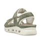 Grüne Rieker Damen Trekkingsandalen 64066-52 mit einem Klettverschluss. Schuh von hinten.