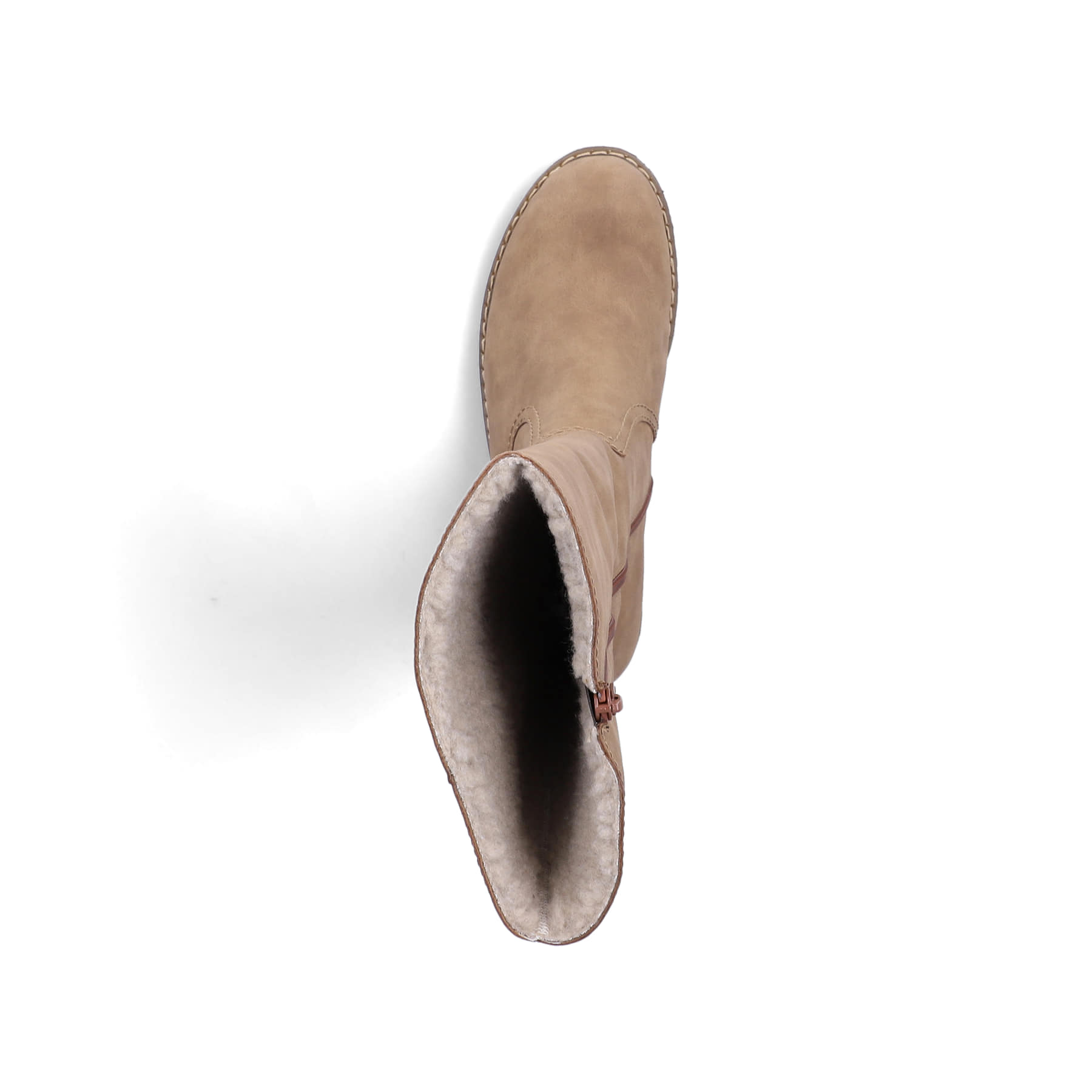 Beige Rieker Damen Hochschaftstiefel Y9180-20 mit wasserabweisender TEX-Membran. Schuh von oben.
