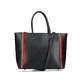 Rieker Damen Shopper H1524-00 in Tiefschwarz-Feuerrot aus Kunstleder mit Reißverschluss. Shopper Vorderseite.