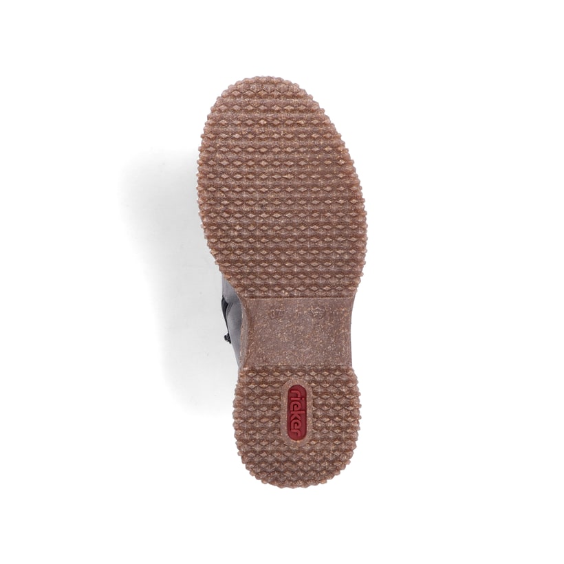 Hellgraue Rieker Damen Schnürstiefel Y8414-42 mit einem Reißverschluss. Schuh Laufsohle.