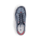 Blaue Rieker Damen Slipper L0357-12 mit einem Reißverschluss. Schuh von oben.