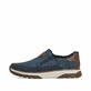Blaue Rieker Herren Slipper B9350-15 mit einem Gummizug sowie der Extraweite H. Schuh Außenseite.
