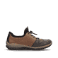 Braune Rieker Damen Slipper N3294-25 mit einer Gummischnürung. Schuh Innenseite.