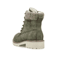 
Staubgraue Rieker Damen Stiefeletten Y9071-40 mit einer Profilsohle mit Blockabsatz. Schuh seitlich schräg