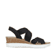 Schwarze Rieker Keilsandaletten V38G8-00 mit Elastikeinsatz sowie leichter Sohle. Schuh Innenseite.