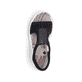 Tiefschwarze Rieker Damen Trekkingsandalen 68864-00 mit einem Reißverschluss. Schuh von oben.