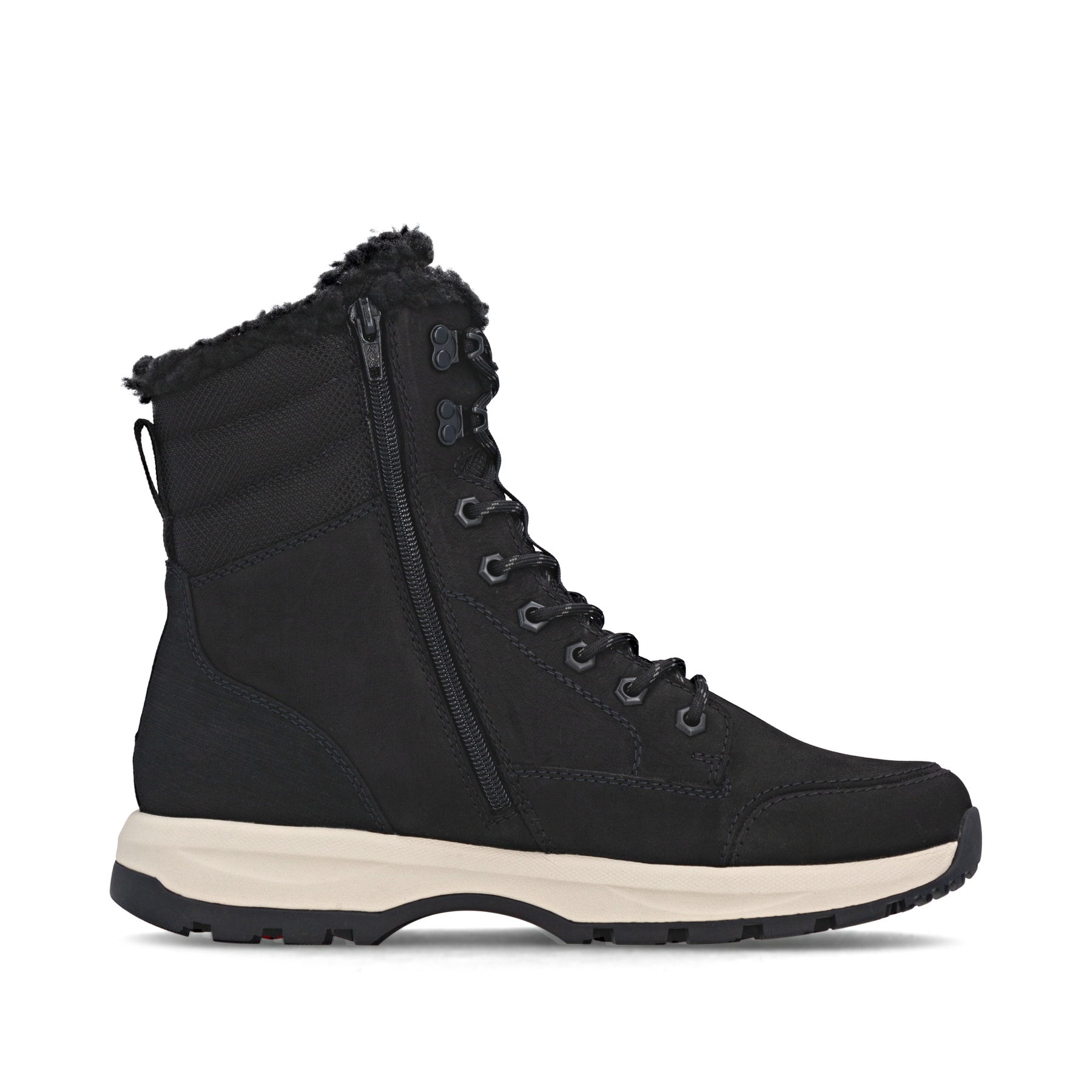 Schwarze Rieker Herren Schnürstiefel U1672-00 aus Rauleder. Schuh Innenseite.