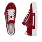 Rote Rieker Damen Sneaker Low N49C2-33 mit einer Schnürung. Schuh von oben, liegend.