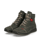 
Graugrüne Rieker Damen Schnürstiefel 51545-54 mit Schnürung und Reißverschluss. Schuhpaar schräg.