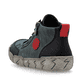 Grünschwarze Rieker Damen Kurzstiefel L0306-54 aus Glattleder mit rundem Logo. Schuh von hinten.