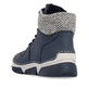 Dunkelblaue Rieker Damen Schnürstiefel 45955-15 mit Strick-Kragen. Schuh von hinten.