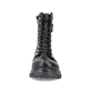 
Nachtschwarze Rieker Damen Biker Boots Z9133-00 mit Schnürung und Reißverschluss. Schuh von vorne.