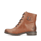 Braune Rieker Damen Schnürstiefel 71202-24 mit Zierschnalle sowie Reißverschluss. Schuh Außenseite.