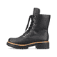 
Graphitschwarze Rieker Damen Biker Boots 72612-00 mit Schnürung und Reißverschluss. Schuh Außenseite