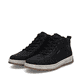 Schwarze Rieker Herren Sneaker High 37006-00 mit einem Reißverschluss. Schuhpaar seitlich schräg.