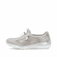 Metallische Rieker Damen Slipper L32P6-90 mit Deko-Reißverschluss sowie Gummizug. Schuh Außenseite.