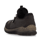Dunkelbraune Rieker Damen Slipper N32G0-25 mit Deko-Reißverschluss. Schuh von hinten.