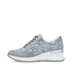 Blaue Rieker Damen Sneaker Low N4316-13 mit Reißverschluss sowie Komfortweite G. Schuh Außenseite.