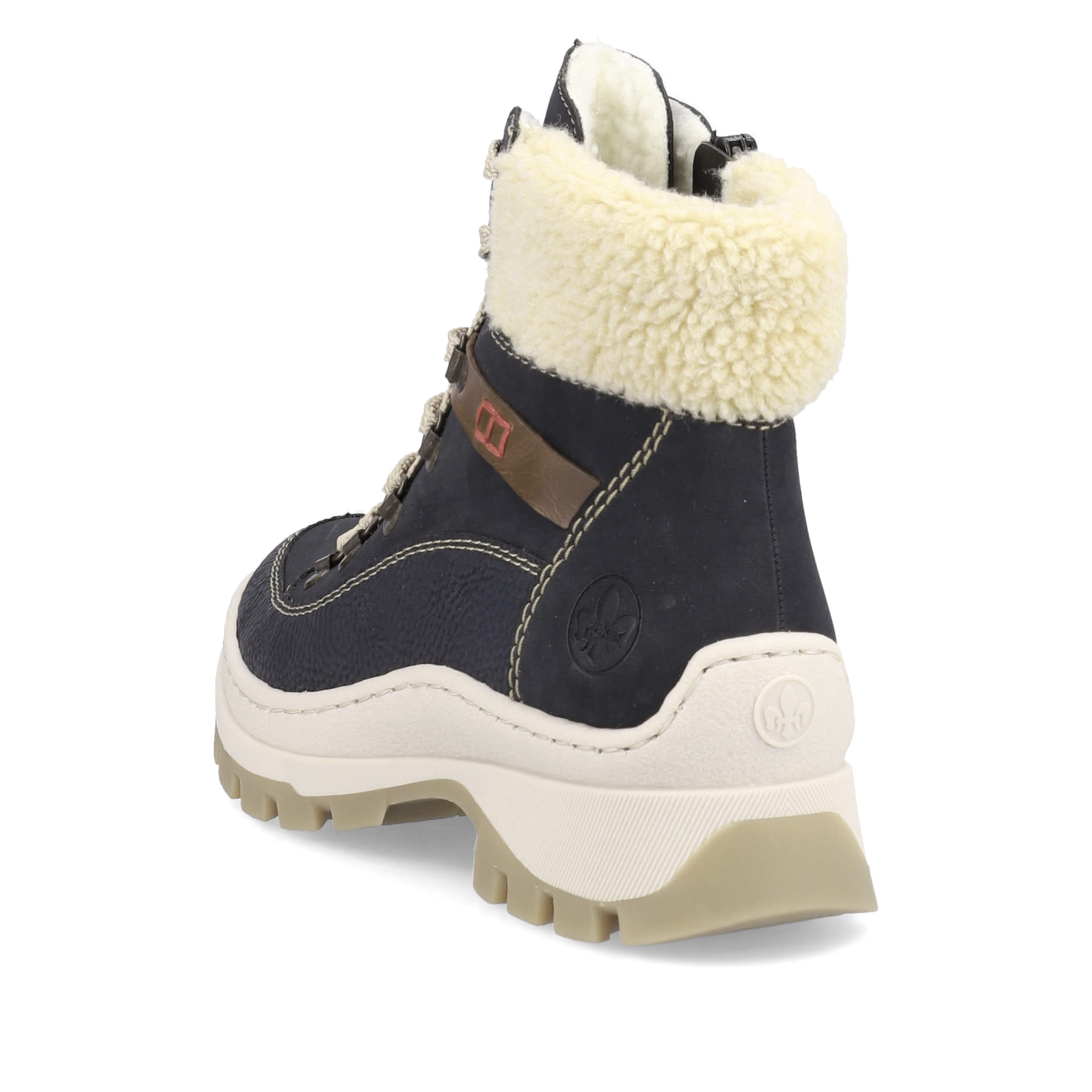 Granitgraue Rieker Damen Schnürstiefel X9335-45 mit Schnürung und Reißverschluss. Schuh Innenseite