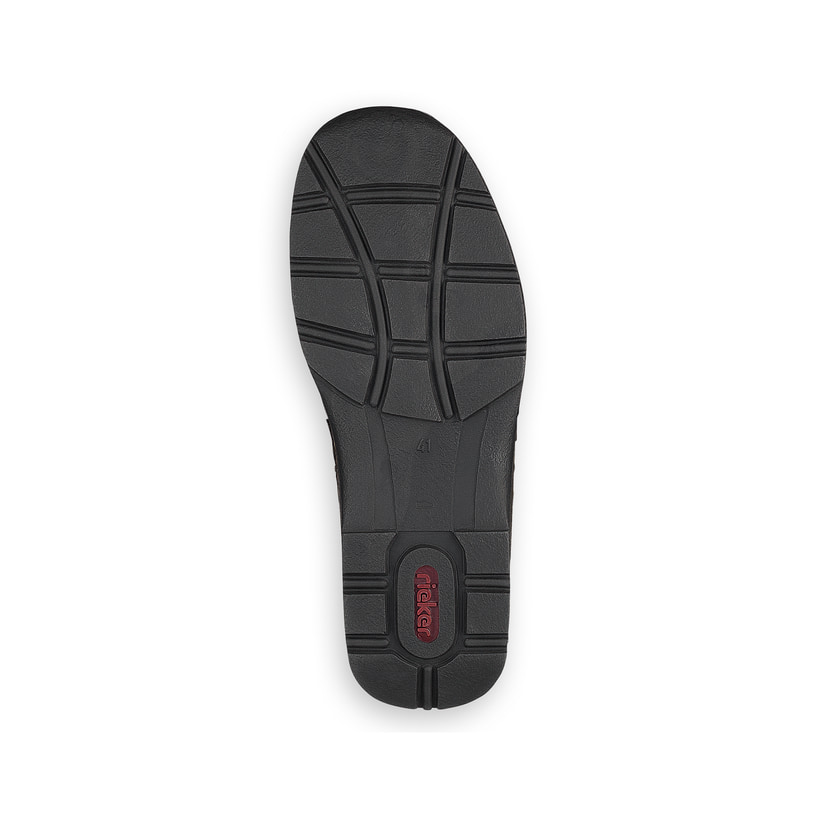 Dunkelbraune Rieker Herren Slipper 05363-25 aus Glattleder. Schuh Laufsohle.