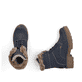 Blaue Rieker Damen Schnürstiefel Y8140-14 mit wasserabweisender TEX-Membran. Schuh von oben, liegend.