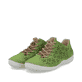 Grüne Rieker Damen Schnürschuhe 52518-52 in Löcheroptik. Schuhpaar seitlich schräg.
