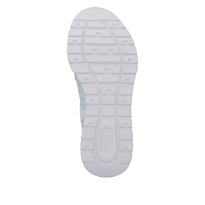 Baskets basses Rieker blanches végétaliennes pour femme M6062-80. Semelle extérieure de la chaussure.
