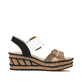 Beige Rieker Keilsandaletten 68176-64 mit trendigen Schnalle. Schuh Innenseite.
