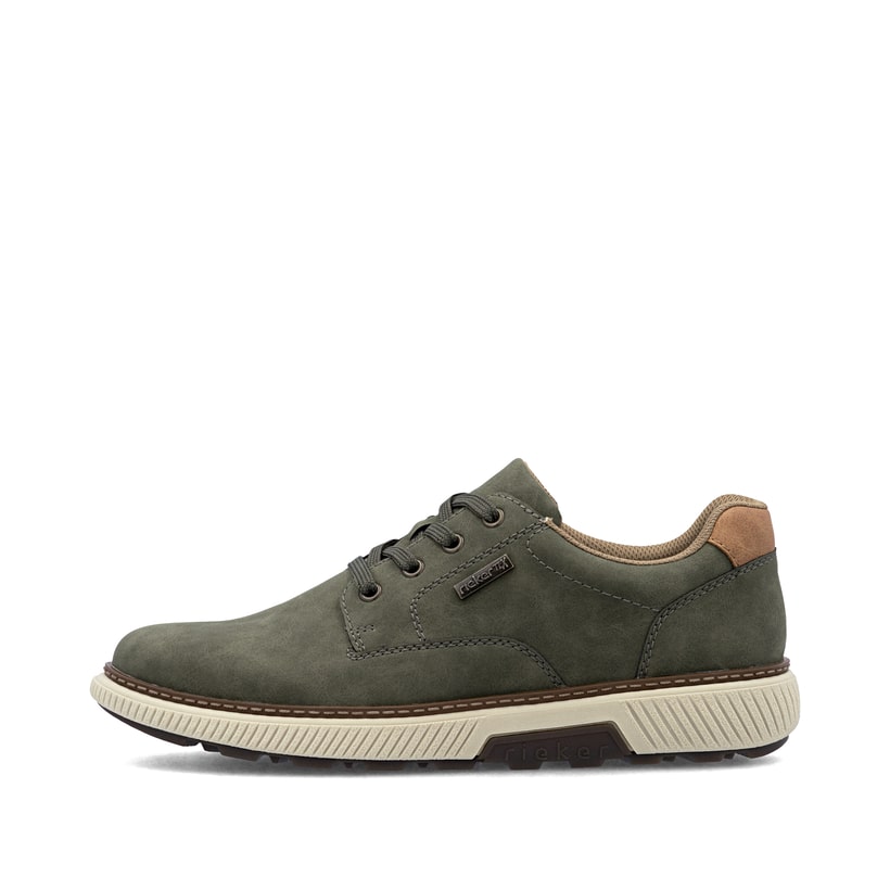 Baskets basses Rieker vertes pour homme B3317-54 avec membrane RiekerTEX. Côté extérieur de la chaussure.