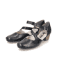 Schwarze Rieker Pumps 41780-00 mit Schnalle sowie einer extra weichen Decksohle. Schuhpaar seitlich schräg.