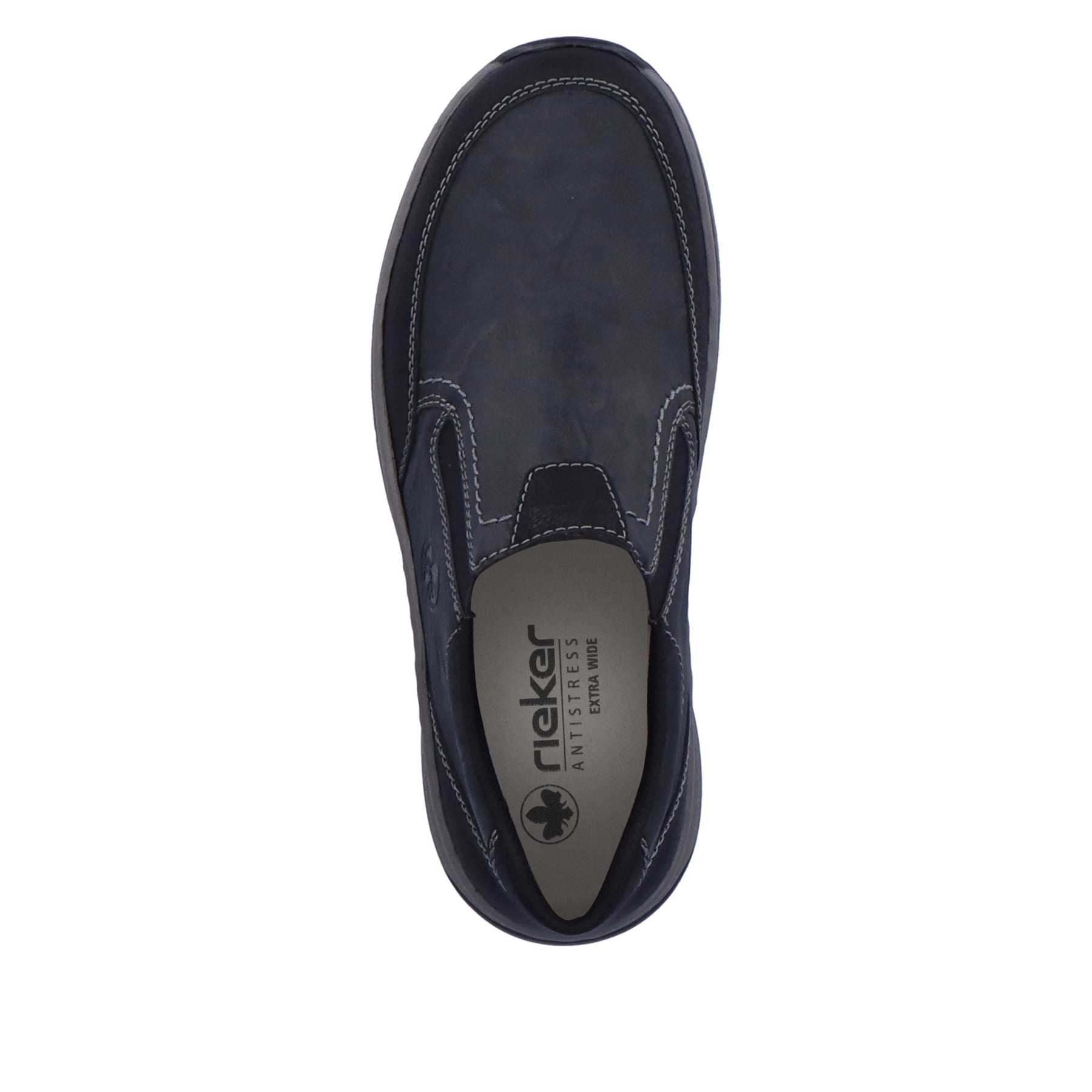 Mocassins Rieker gris pour hommes 14362-00 avec bande élastique. Chaussure vue de dessus.
