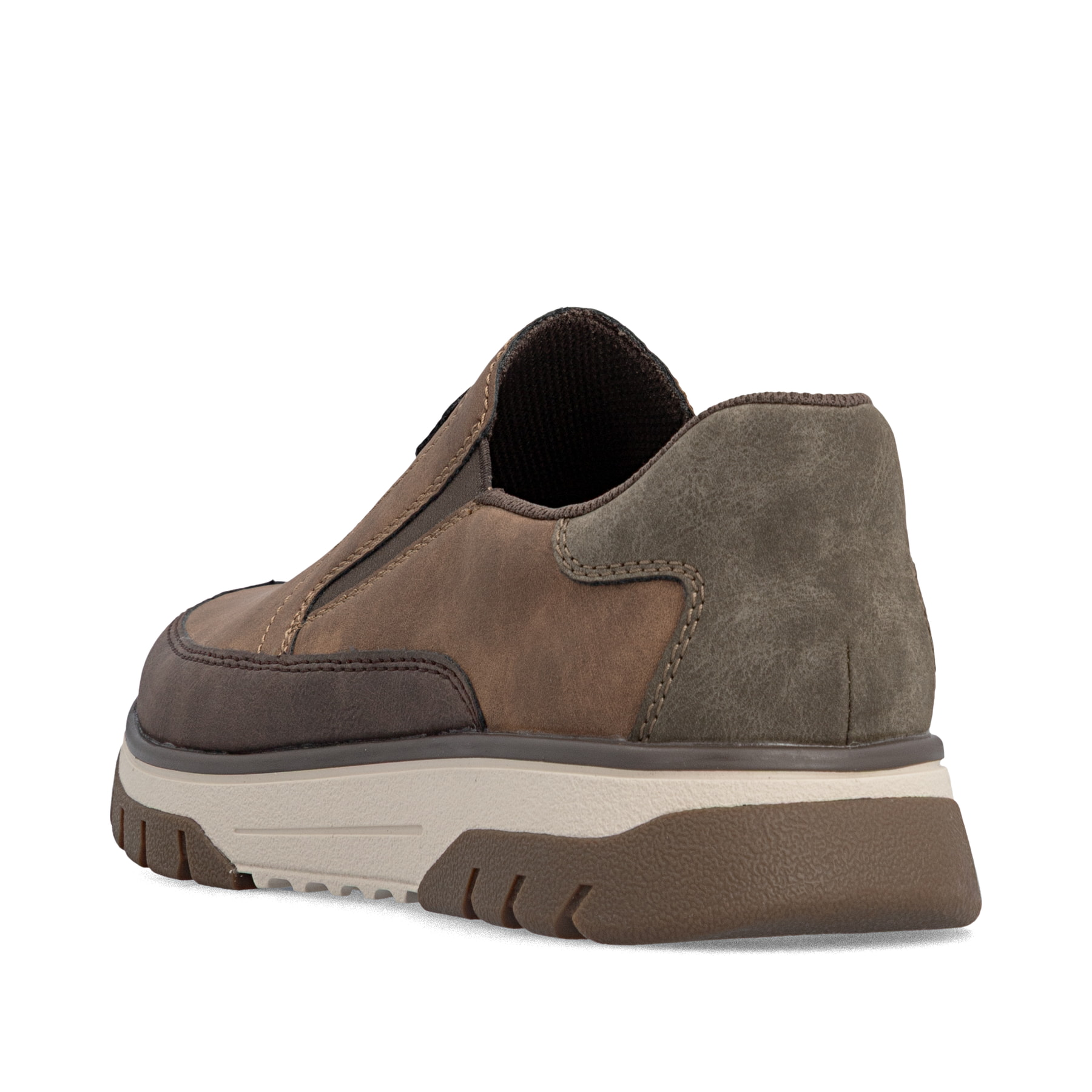 Mocassins Rieker marron pour homme B9350-24 avec bande élastique. Chaussure vue de dessus.