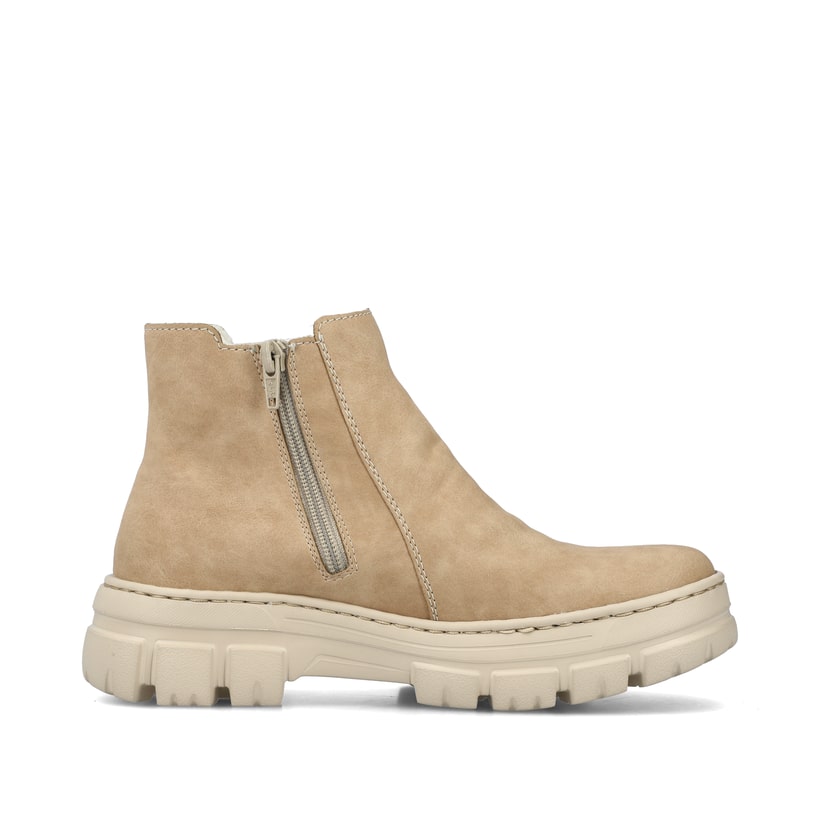 Beige Rieker Damen Chelsea Boots Z7465-60 mit einer flexiblen und ultra leichten Sohle. Schuh Innenseite