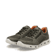 Grüne Rieker Herren Sneaker Low 04301-54 mit einem Reißverschluss. Schuhpaar seitlich schräg.
