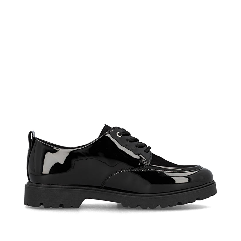 Schwarze Rieker Damen Schnürschuhe 45500-00 mit einer extra weichen Decksohle. Schuh Innenseite.