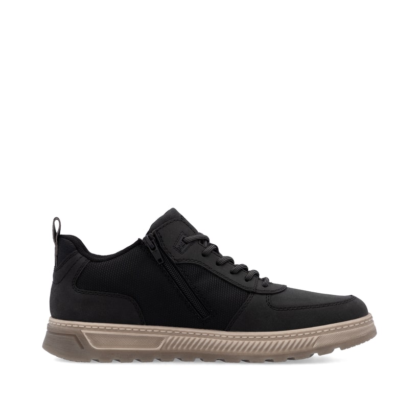 Schwarze Rieker Herren Schnürschuhe 37004-00 mit einem Reißverschluss. Schuh Innenseite.