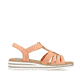 Pfirsichfarbene Rieker Keilsandaletten V0651-38 mit einem Elastikeinsatz. Schuh Innenseite.