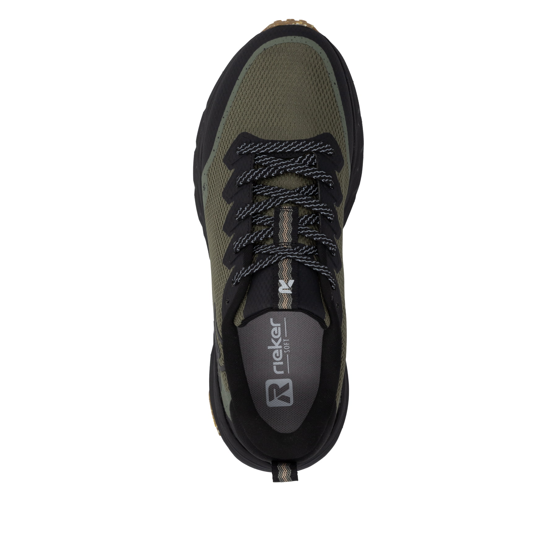 Grüne Rieker Sport Herren Sneaker Low U4501-55. Schuh von oben.