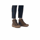 Dunkelbraune Rieker Damen Kurzstiefel Z6660-25 mit einem Reißverschluss. Schuh am Fuß.