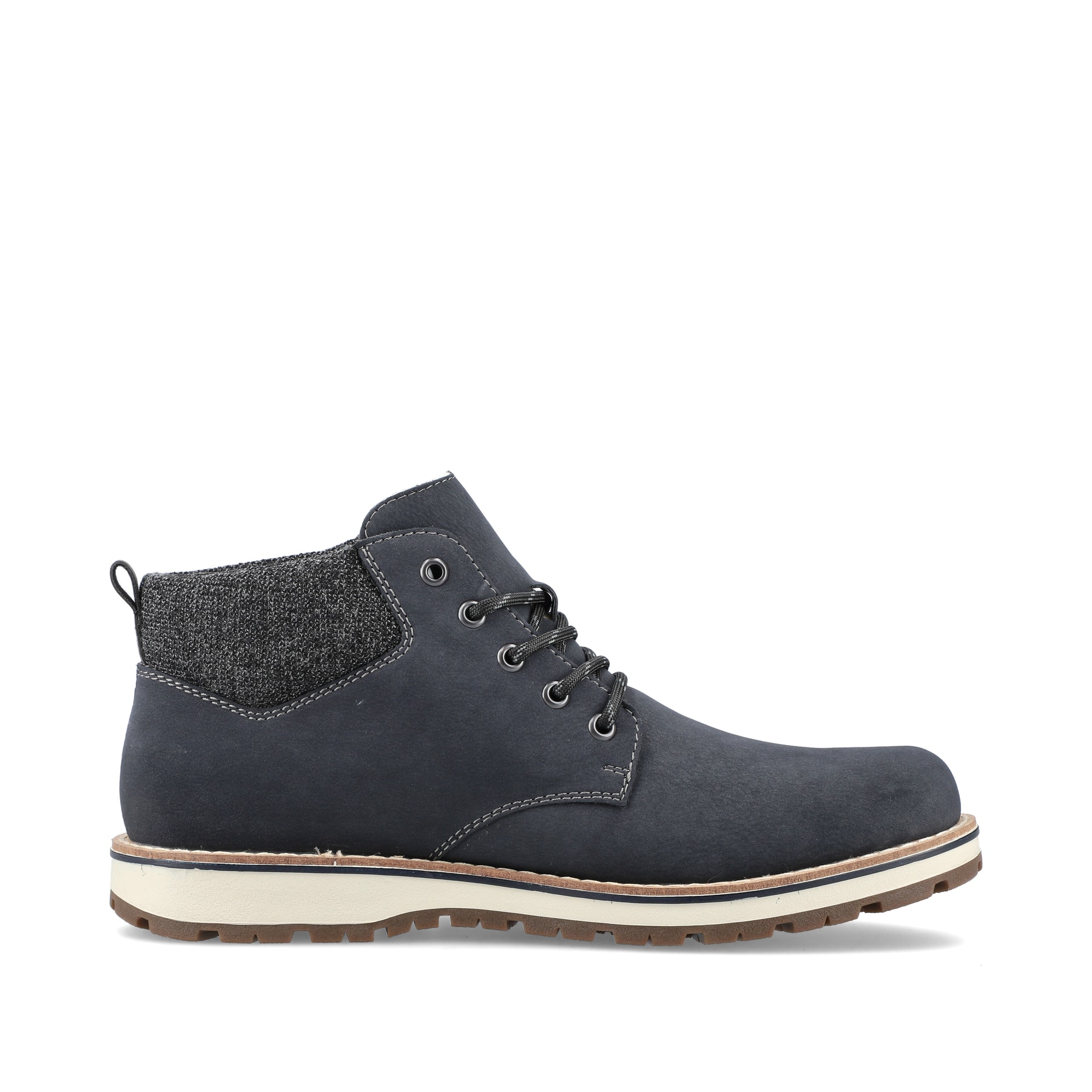 Pazifikblaue Rieker Herren Schnürstiefel 38419-16 mit einer robusten Profilsohle. Schuh Innenseite