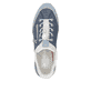 Blaue Rieker Damen Slipper 58962-10 mit easy Hineinschlüpf-Möglichkeit. Schuh von oben.