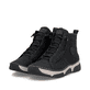 Schwarze Rieker Damen Schnürstiefel 45912-00 mit markanter Anflechter-Naht. Schuhpaar seitlich schräg.