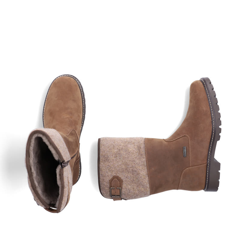 Braune Rieker Herren Kurzstiefel 39892-25 aus Rauleder. Schuh von oben, liegend.