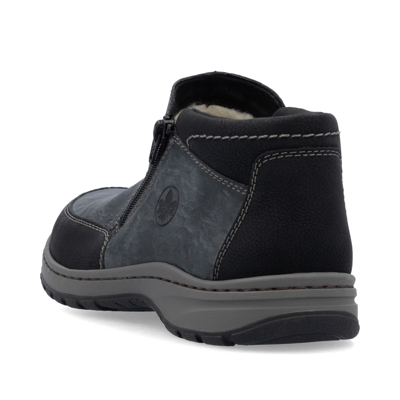 Asphaltgraue Rieker Herren Slipper 03352-45 mit einer schockabsorbierenden Sohle. Schuh von oben