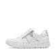 Weiße Rieker Damen Sneaker Low N1313-80 mit Reißverschluss sowie Extraweite H. Schuh Außenseite.