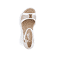 Weiße Rieker Keilsandaletten 67191-80 mit einem Klettverschluss. Schuh von oben.