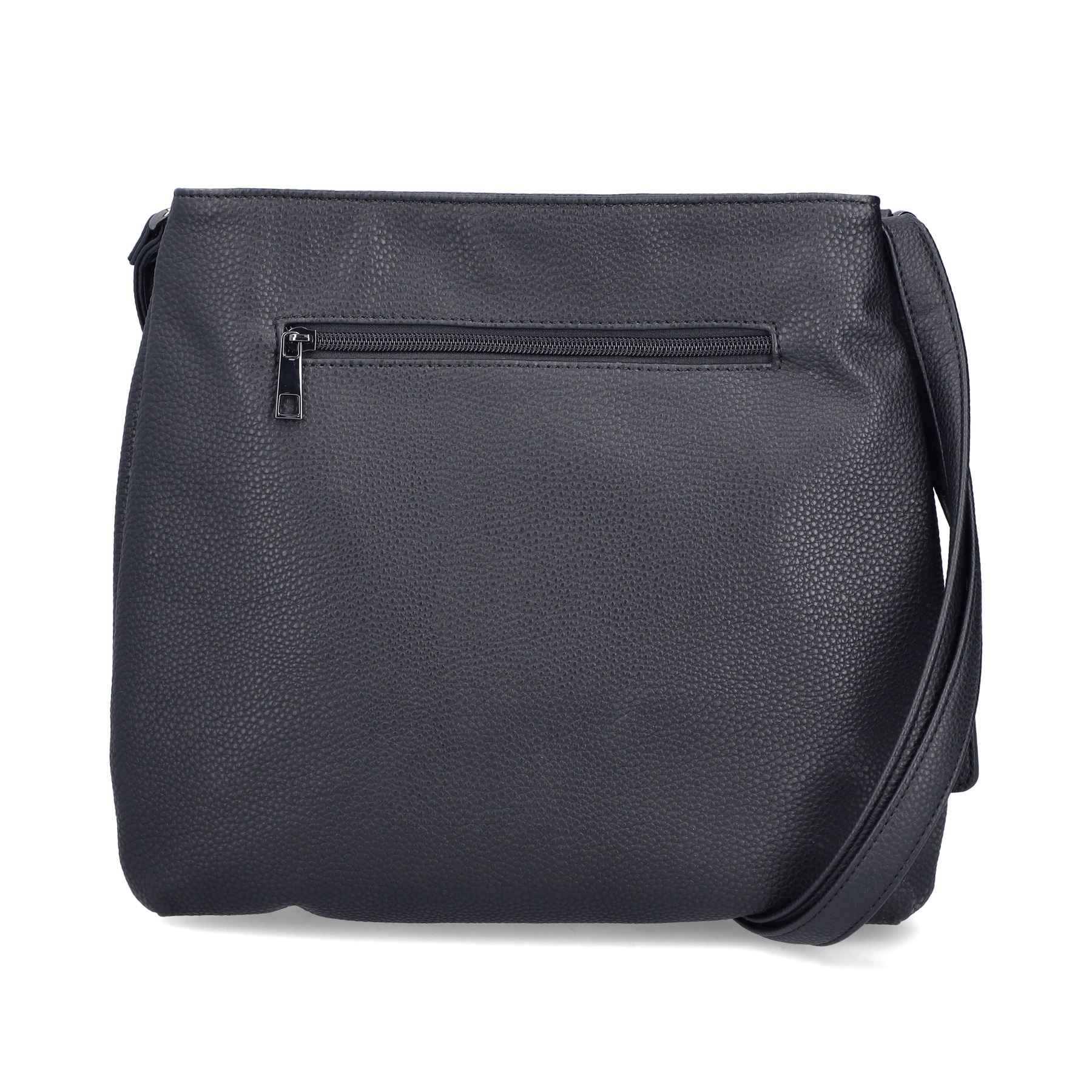 Sac bandoulière Rieker H1005-02 en noir avec fermeture éclair et pendentif en forme de cÅ“ur. Côté gauche.