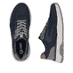 Blaugraue Rieker Herren Sneaker Low 06100-15 mit einem Reißverschluss. Schuh von oben, liegend.