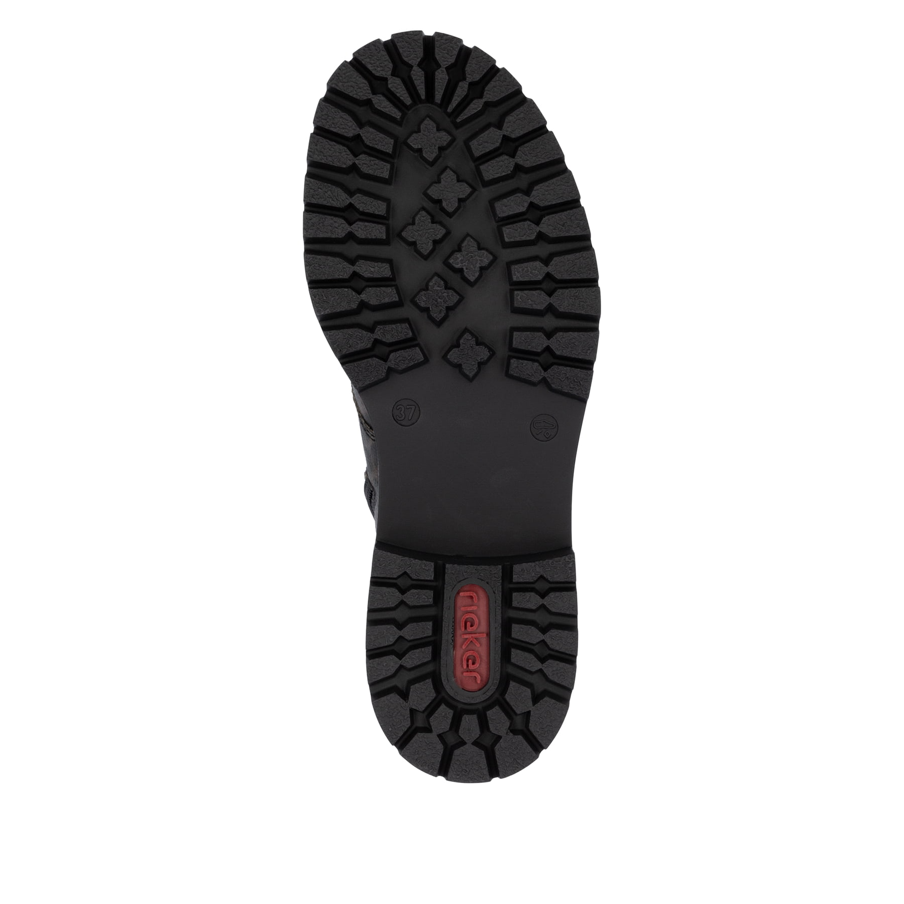 Vegane, dunkelgraue Rieker Damen Biker Boots 72627-90 mit einem Reißverschluss. Schuh Laufsohle.