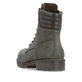 Dunkelgrüne Rieker Damen Biker Boots 79521-54 mit einem Reißverschluss. Schuh von hinten.